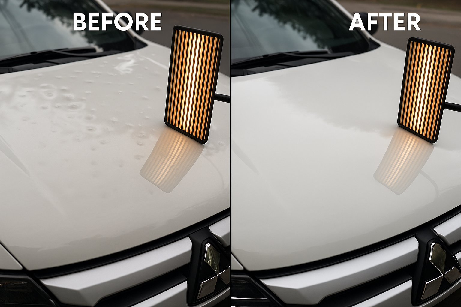 Hail Damage Hood Repair Before and After