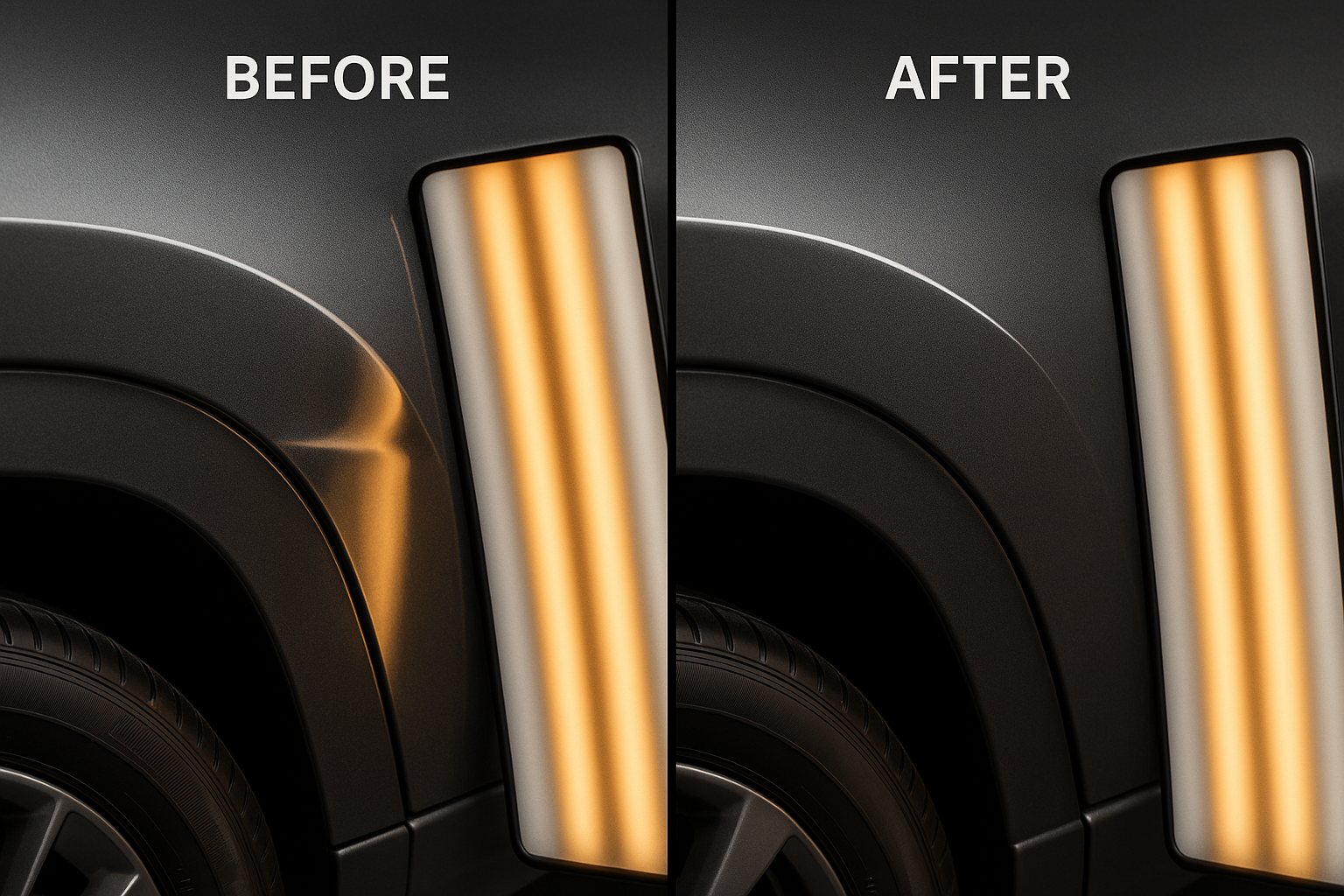 PDR Quarter Panel Crease Before and After